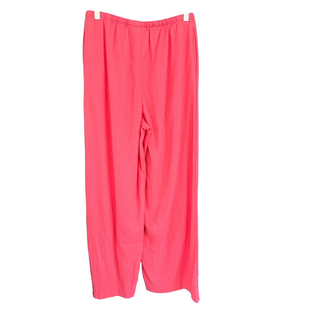 C2‎ A New Day Pants Pink Linen Blend Wide Leg Coastal Summer Drawstring Trousers